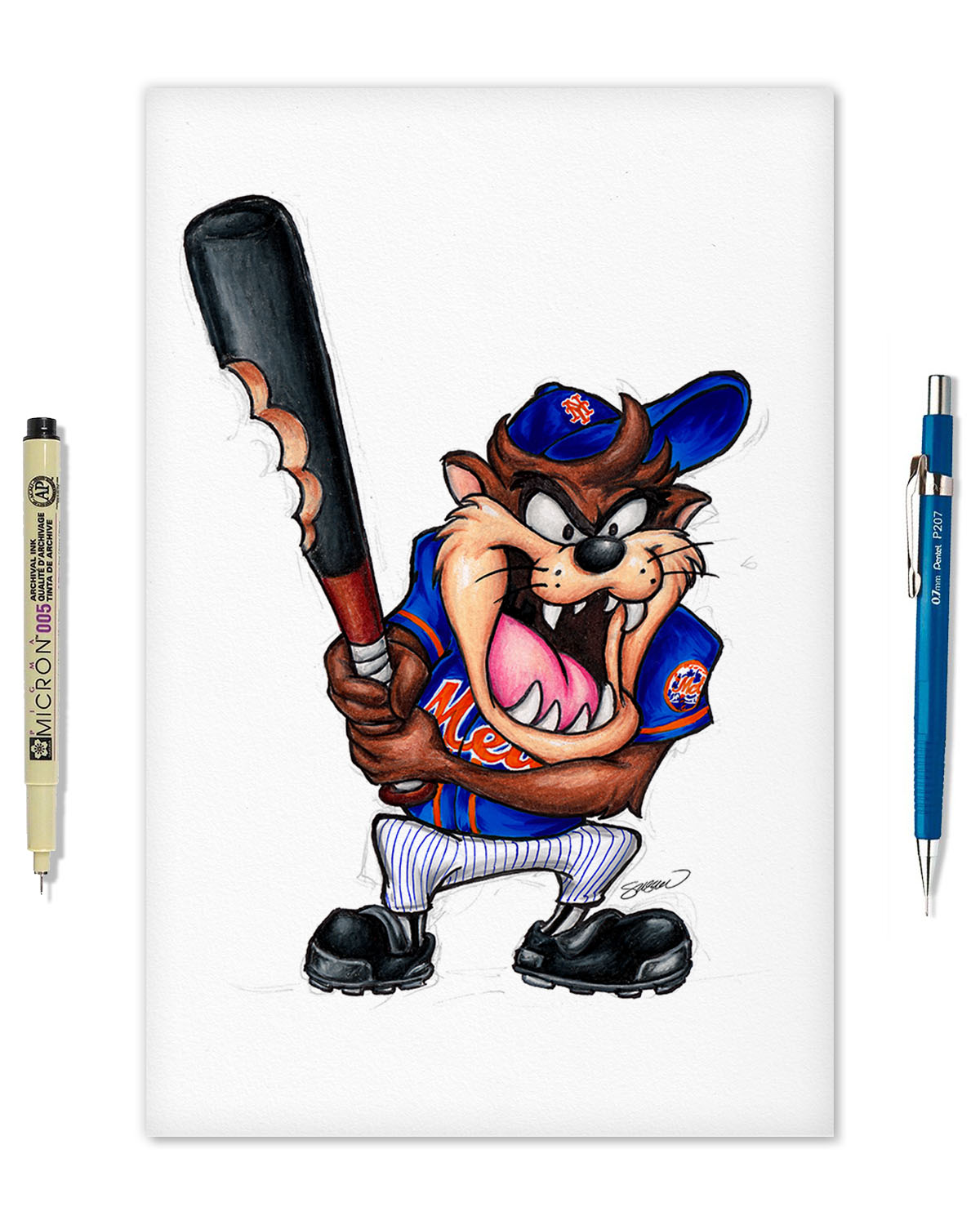 Taz On Deck x MLB Mets Limited Edition Fine Art Print