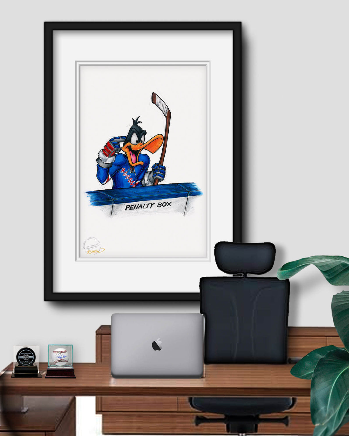 Duck Season Hockey Season x NHL Rangers Daffy Duck Limited Edition Fine Art Print