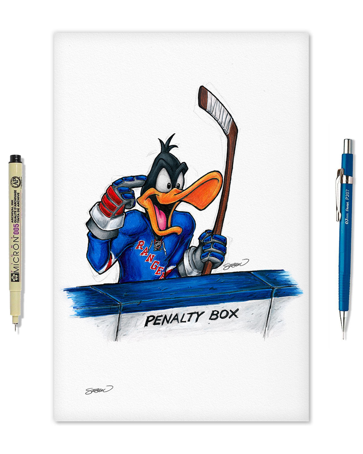 Duck Season Hockey Season x NHL Rangers Daffy Duck Limited Edition Fine Art Print