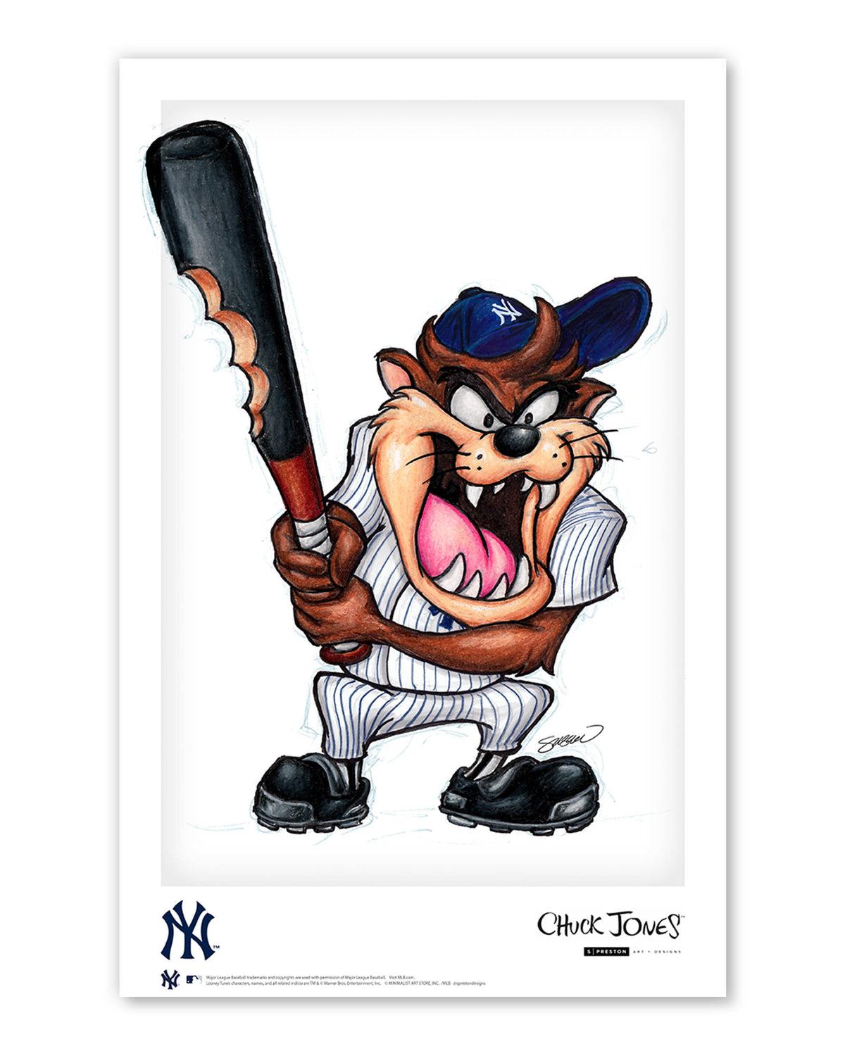 Taz On Deck x MLB Yankees Poster Print