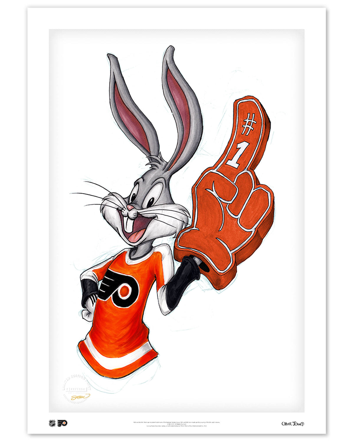 Rabbit Hockey Fan x NHL Flyers Bugs Bunny Limited Edition Fine Art Print