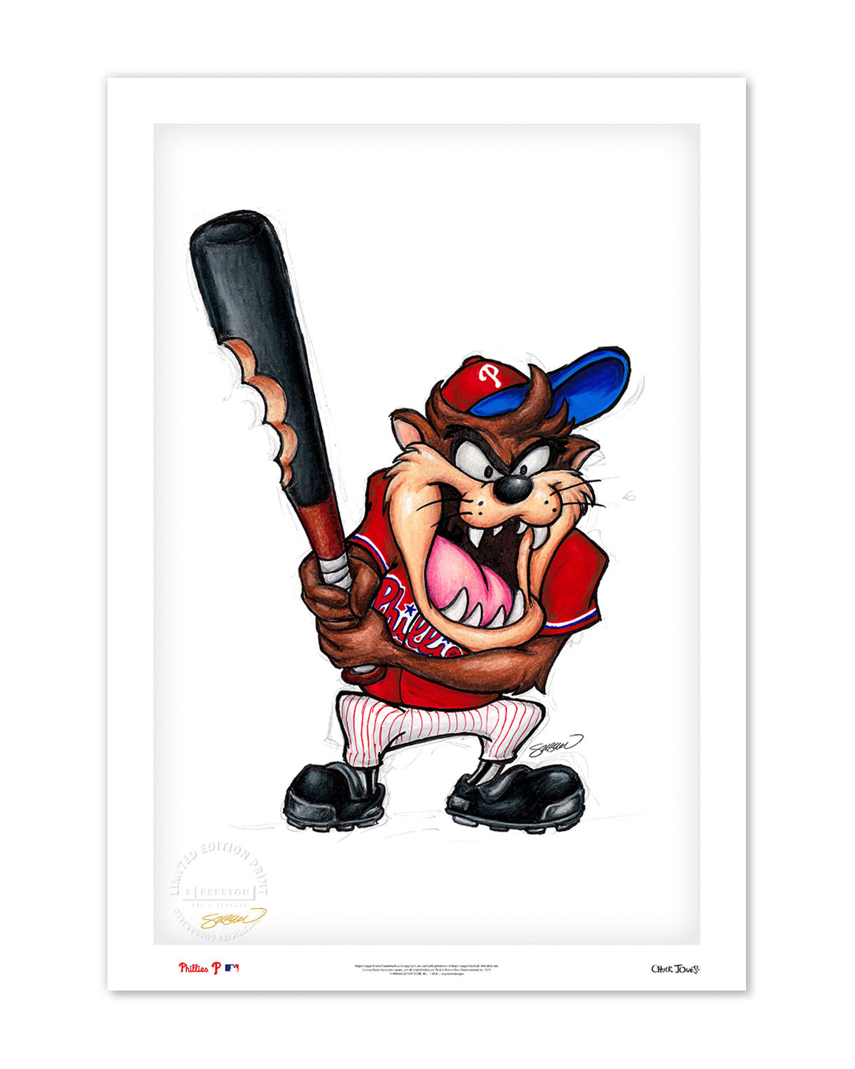 Taz On Deck x MLB Phillies Limited Edition Fine Art Print
