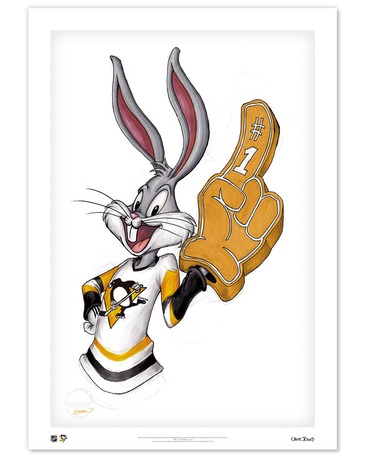 Rabbit Hockey Fan x NHL Penguins Bugs Bunny Limited Edition Fine Art Print