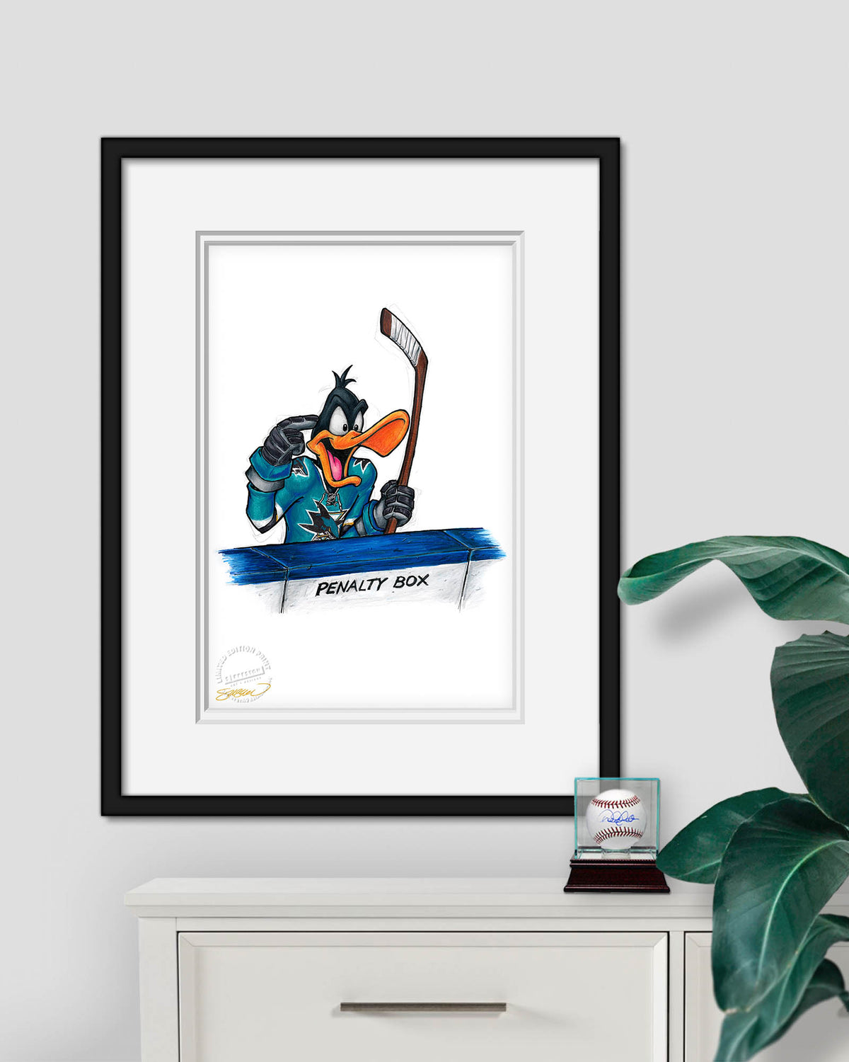 Duck Season Hockey Season x NHL Sharks Daffy Duck Limited Edition Fine Art Print