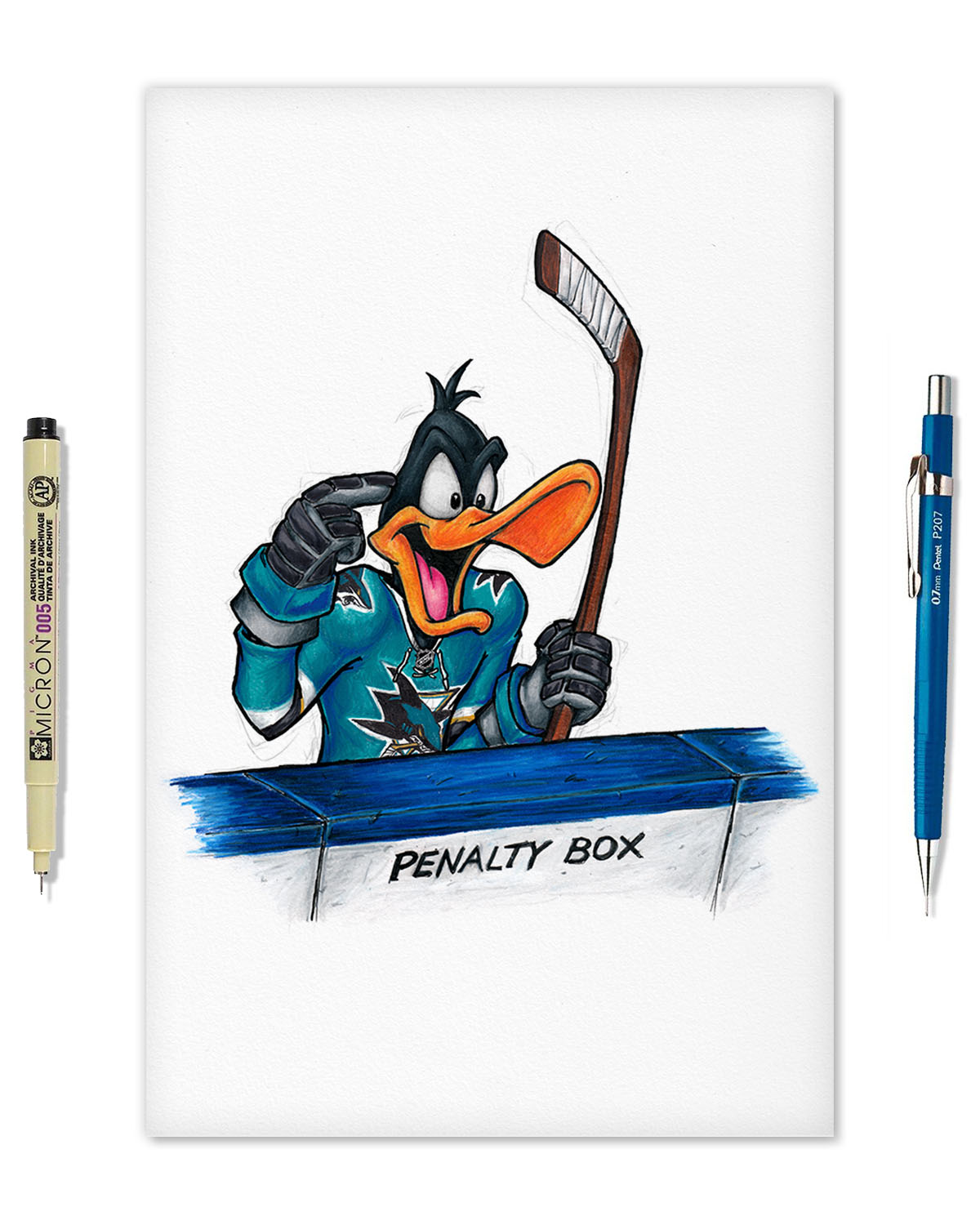 Duck Season Hockey Season x NHL Sharks Daffy Duck Limited Edition Fine Art Print