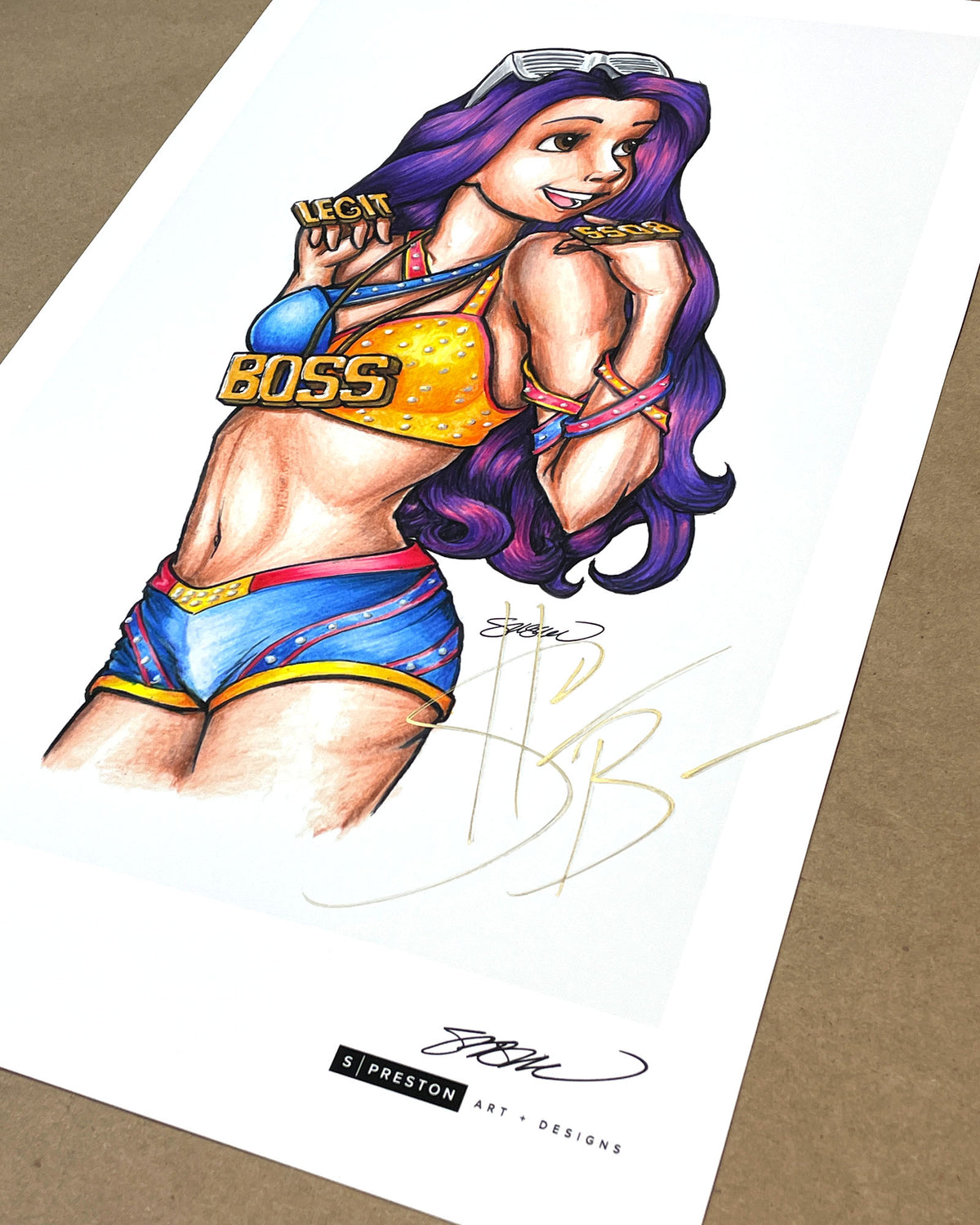 The Boss Sketch Print - Sasha Banks Autograph (Authenticated)
