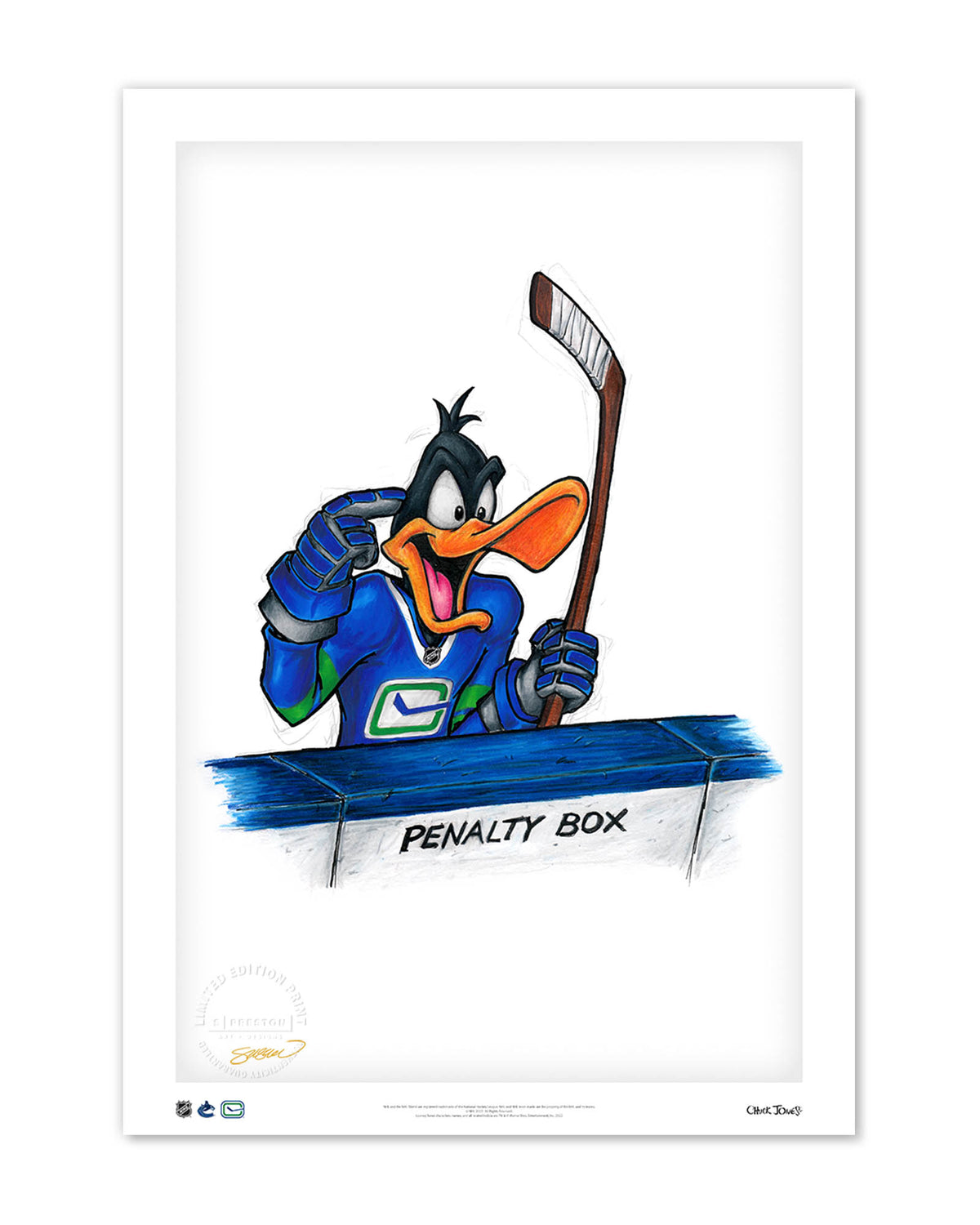 Duck Season Hockey Season x NHL Canucks Daffy Duck Limited Edition Fine Art Print