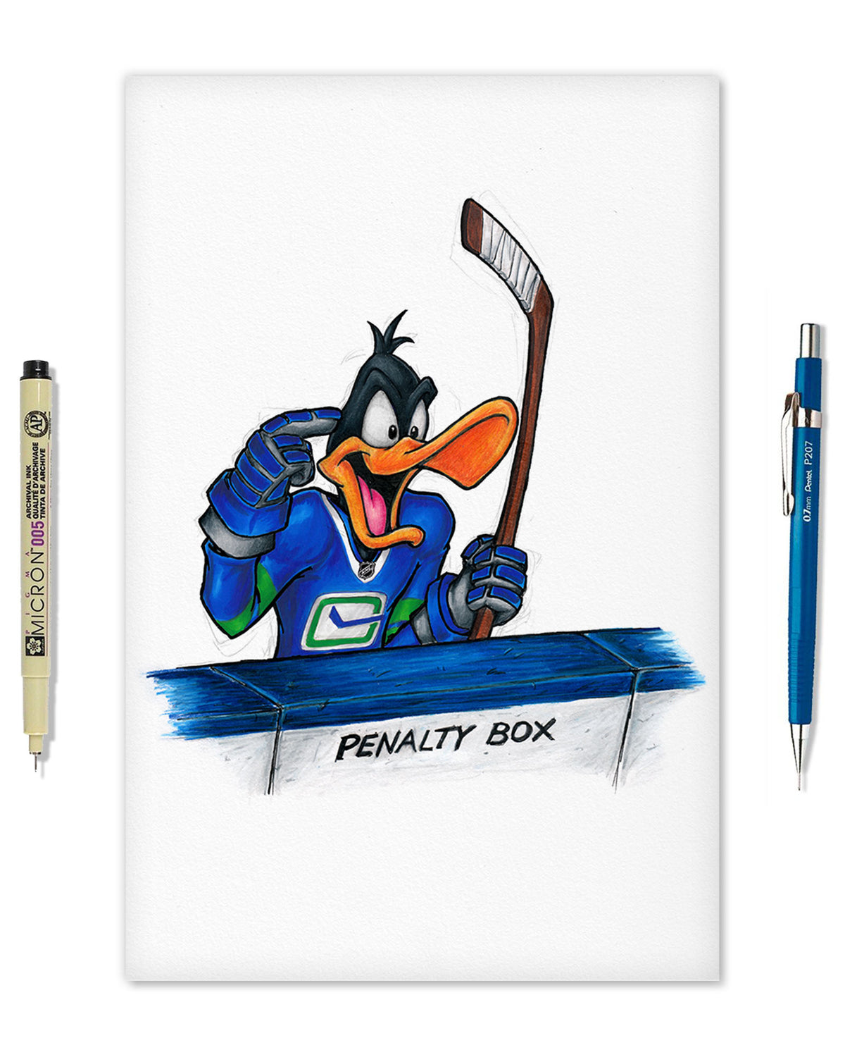 Duck Season Hockey Season x NHL Canucks Daffy Duck Limited Edition Fine Art Print