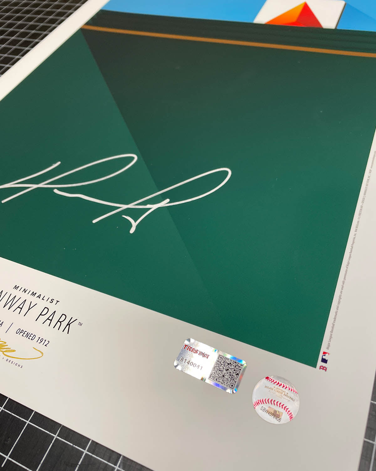 Minimalist Fenway Park - David Ortiz Autographed - Poster Print - Authenticated