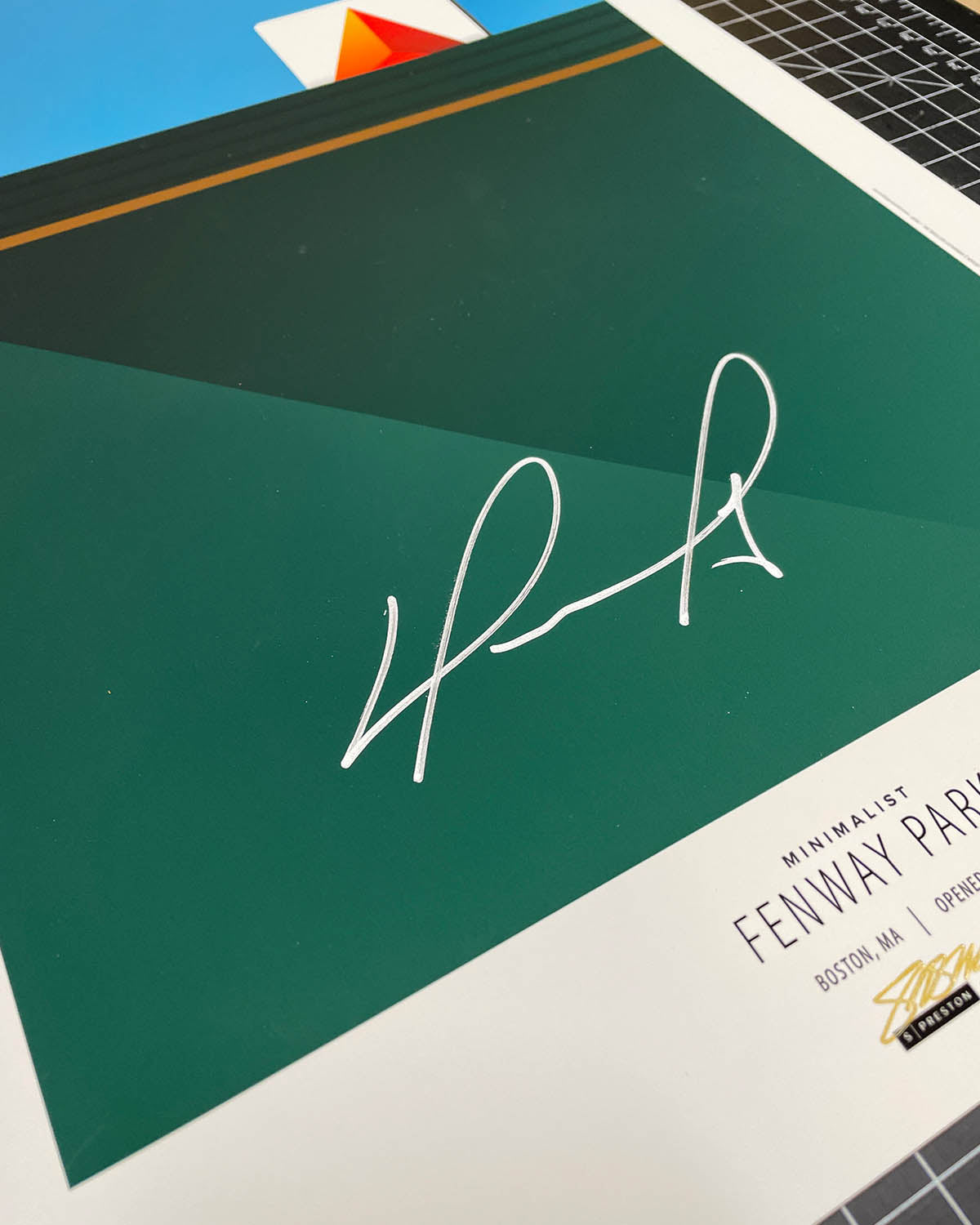 Minimalist Fenway Park - David Ortiz Autographed - Poster Print - Authenticated