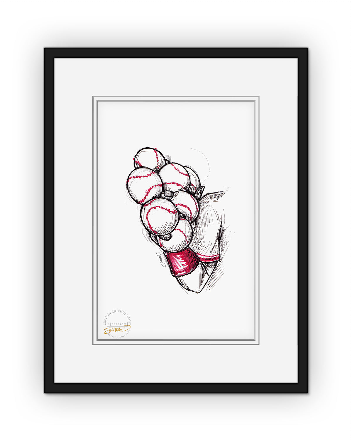 7-Ball Grip Ink Sketch (Johnny Bench)