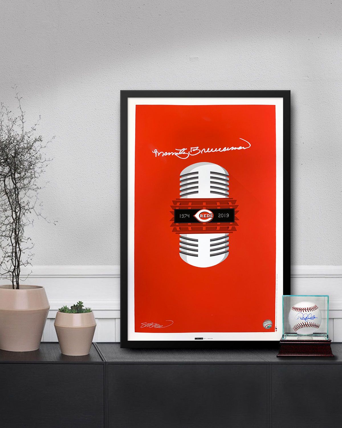 Minimalist Reds Broadcasting - Marty Brennaman Signed