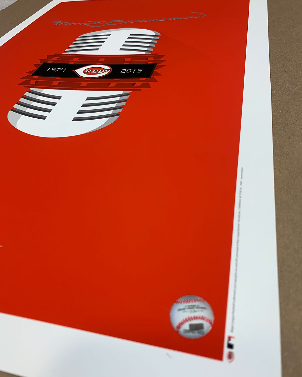 Minimalist Reds Broadcasting - Marty Brennaman Signed