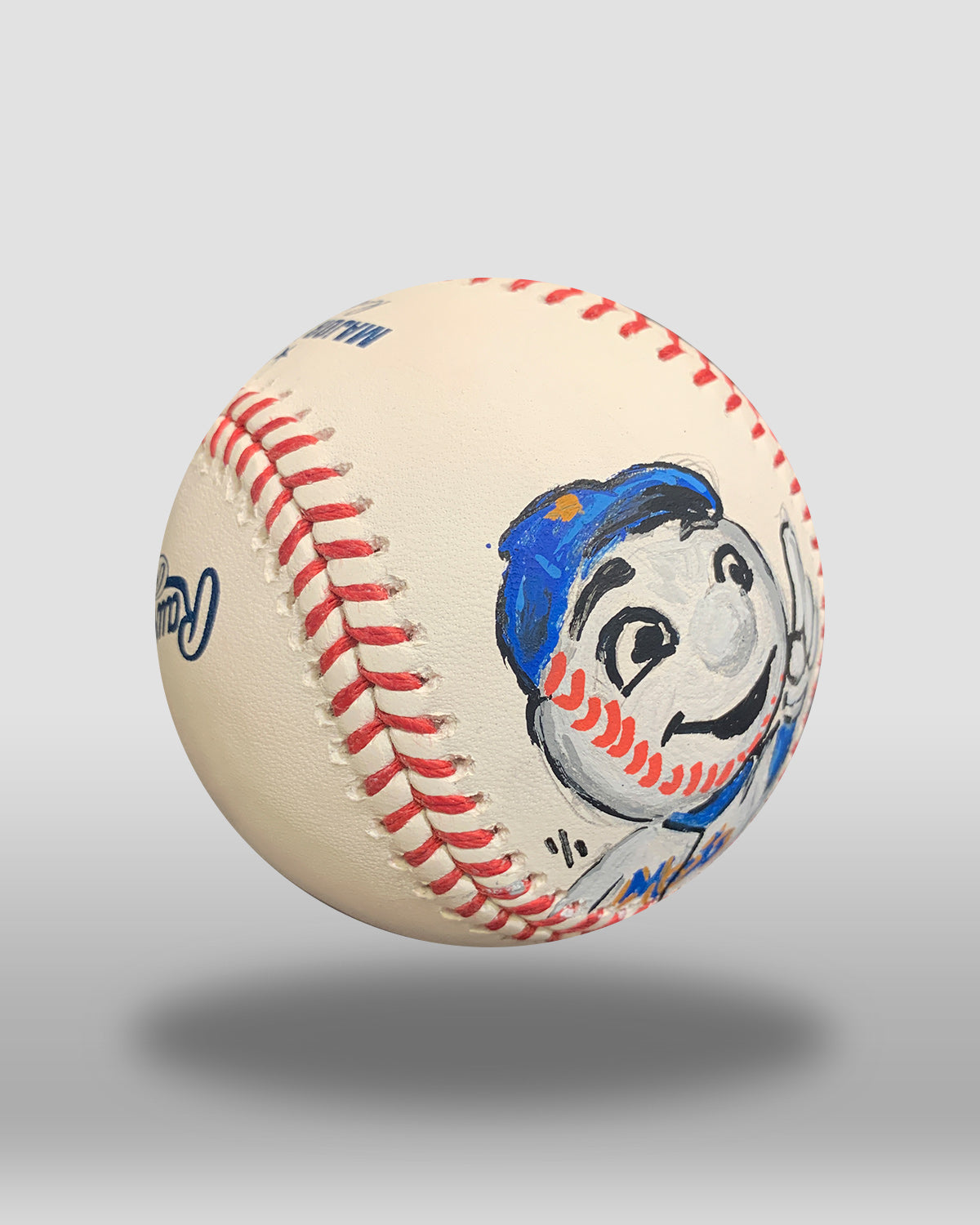 Mr. Met Hand-Drawn Baseball Art