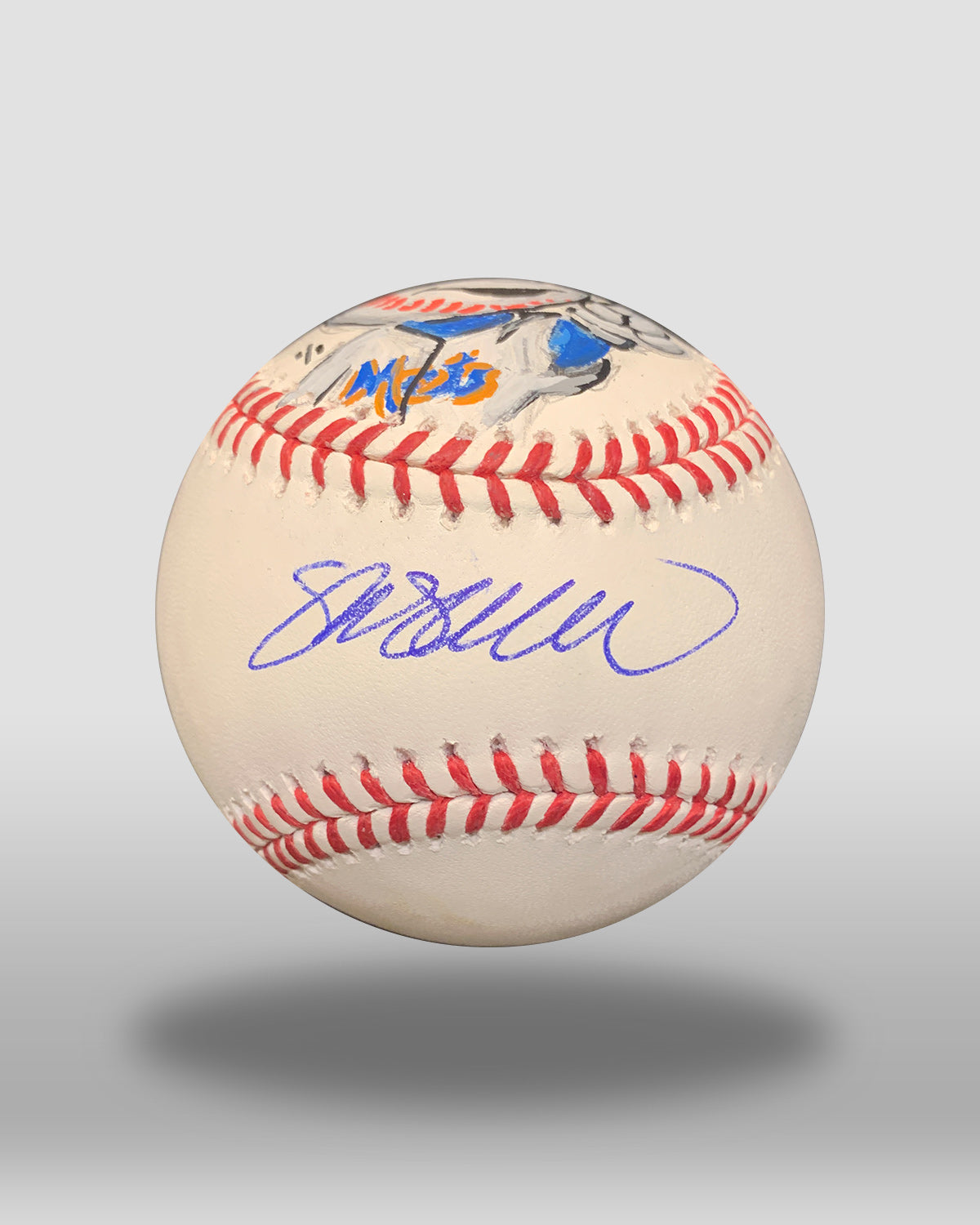 Mr. Met Hand-Drawn Baseball Art