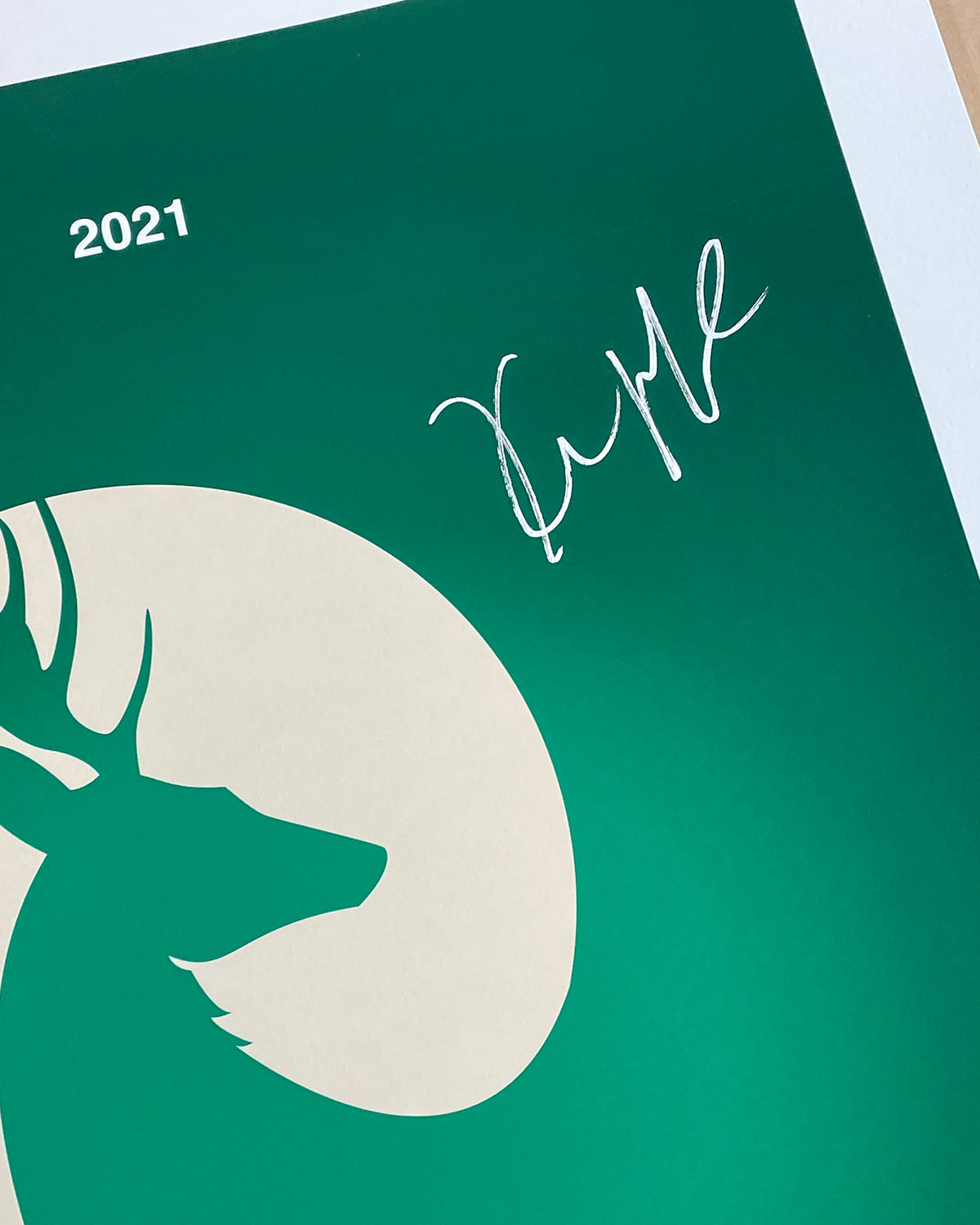 Minimalist Basketball Champions 2021 - Kris Middleton Signed - Authenticated