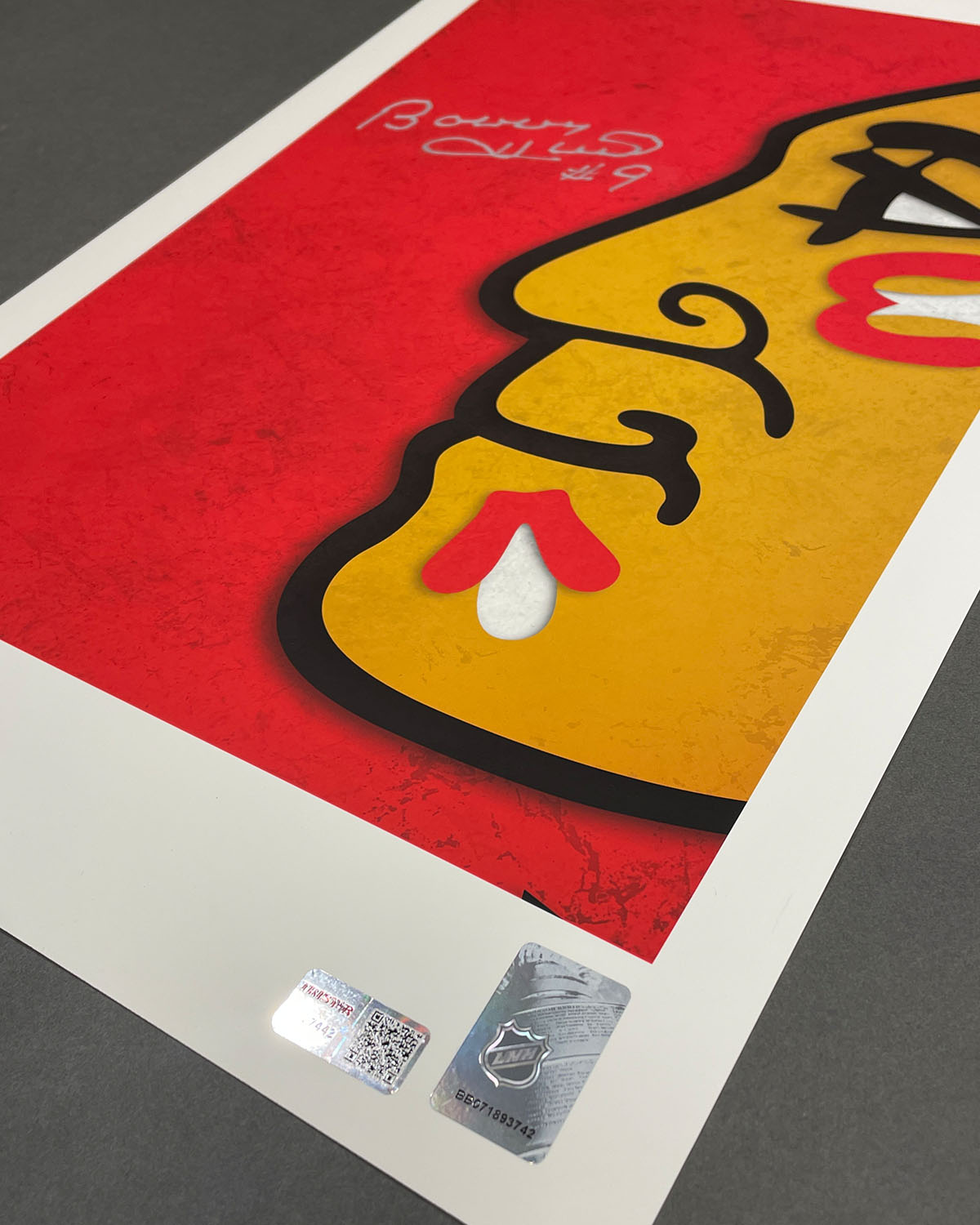 Minimalist Blackhawks Logo - Bobby Hull Autographed - Poster Print - Authenticated