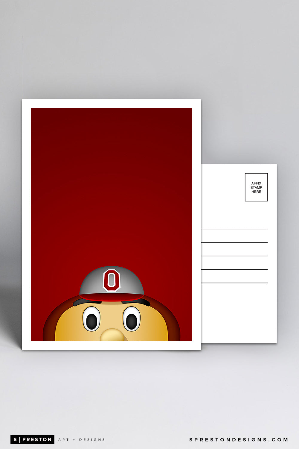 Minimalist Brutus Buckeye Postcard Ohio State University - S. Preston