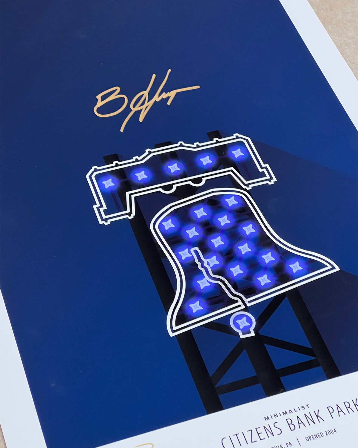 Minimalist Citizens Bank Park -Bryce Harper Autographed - Poster Print - MLB Authenticated
