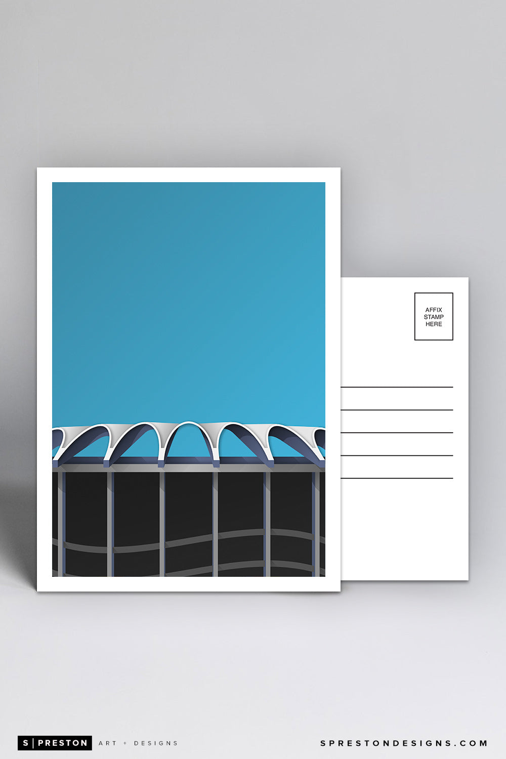 Minimalist Busch II Stadium Postcard St. Louis Cardinals - S. Preston