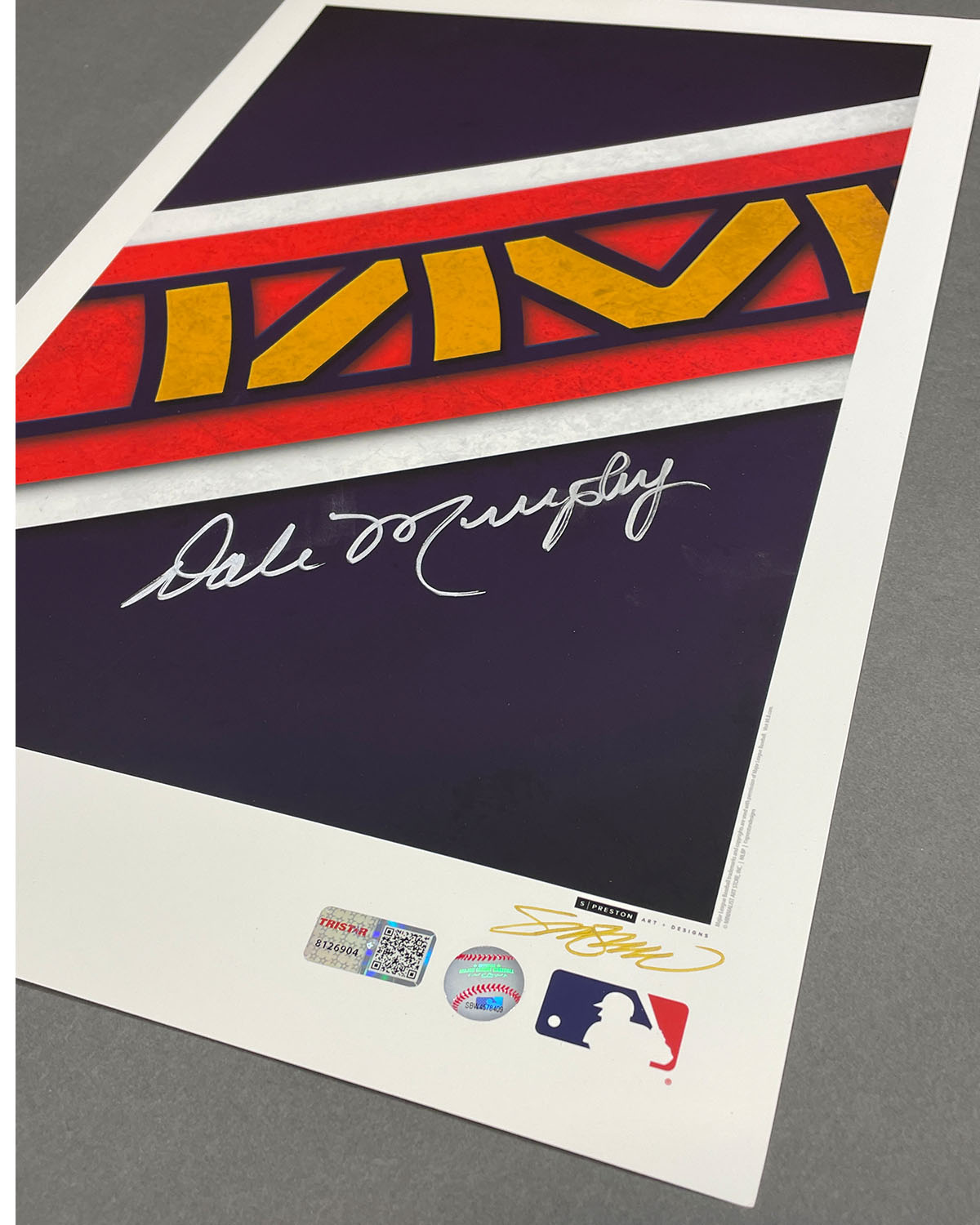 Minimalist Braves Logo - Dale Murphy Autographed - Poster Print - Authenticated