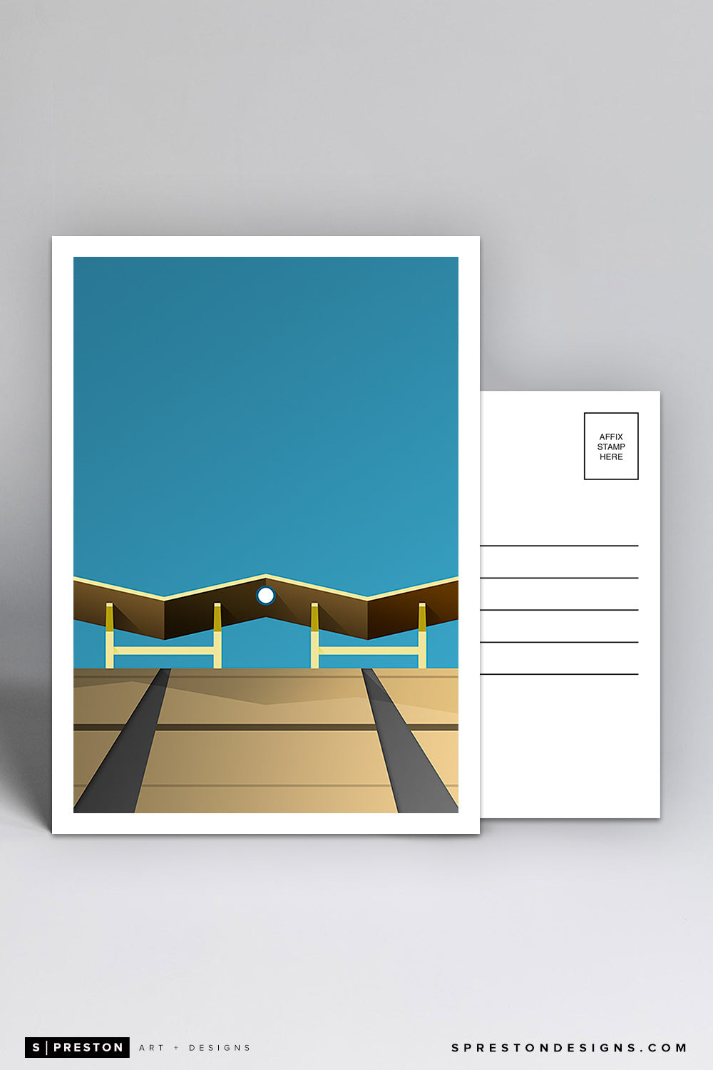 Minimalist Dodger Stadium Postcard Los Angeles Dodgers - S. Preston