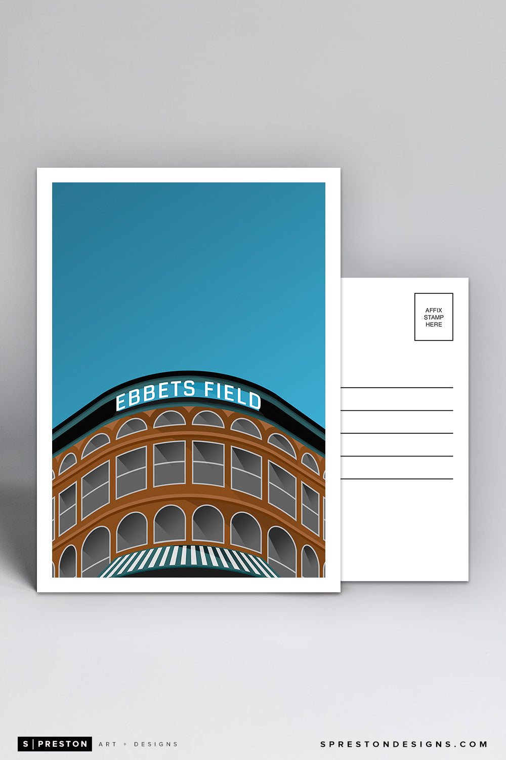 Minimalist Ebbets Field Postcard Los Angeles Dodgers - S. Preston