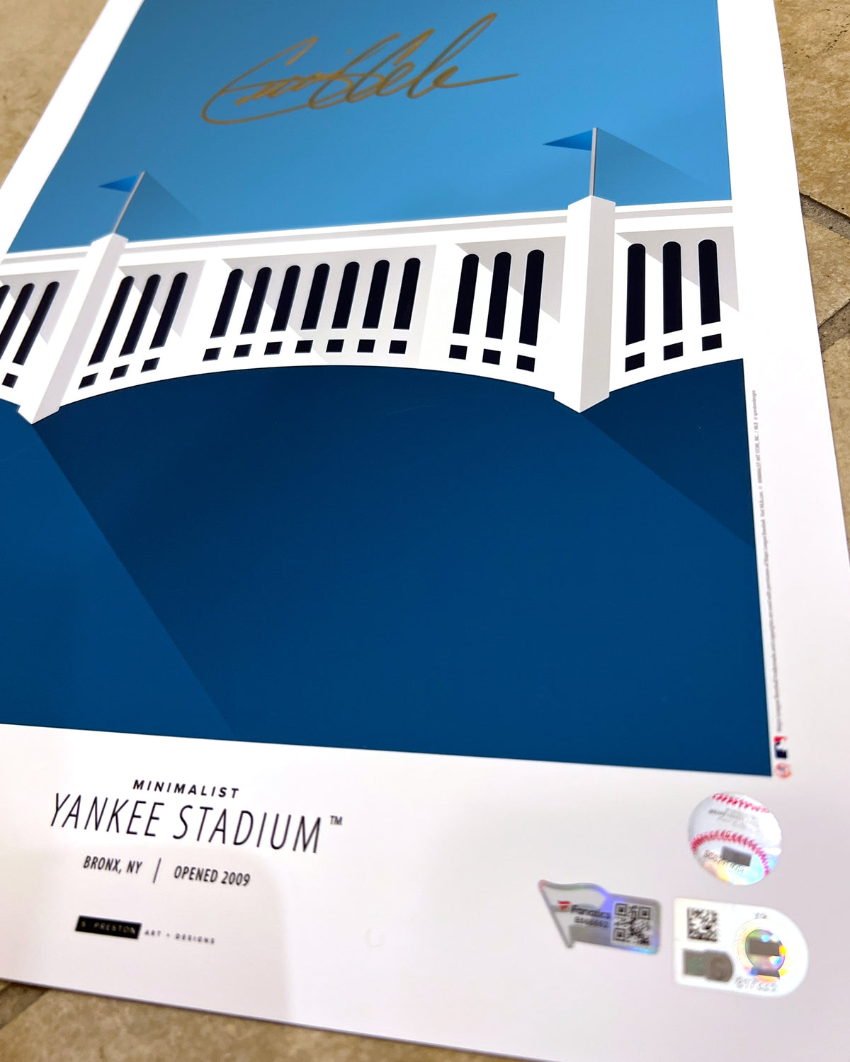 Minimalist Yankee Stadium - Gerrit Cole Autographed - Poster Print - MLB Authenticated