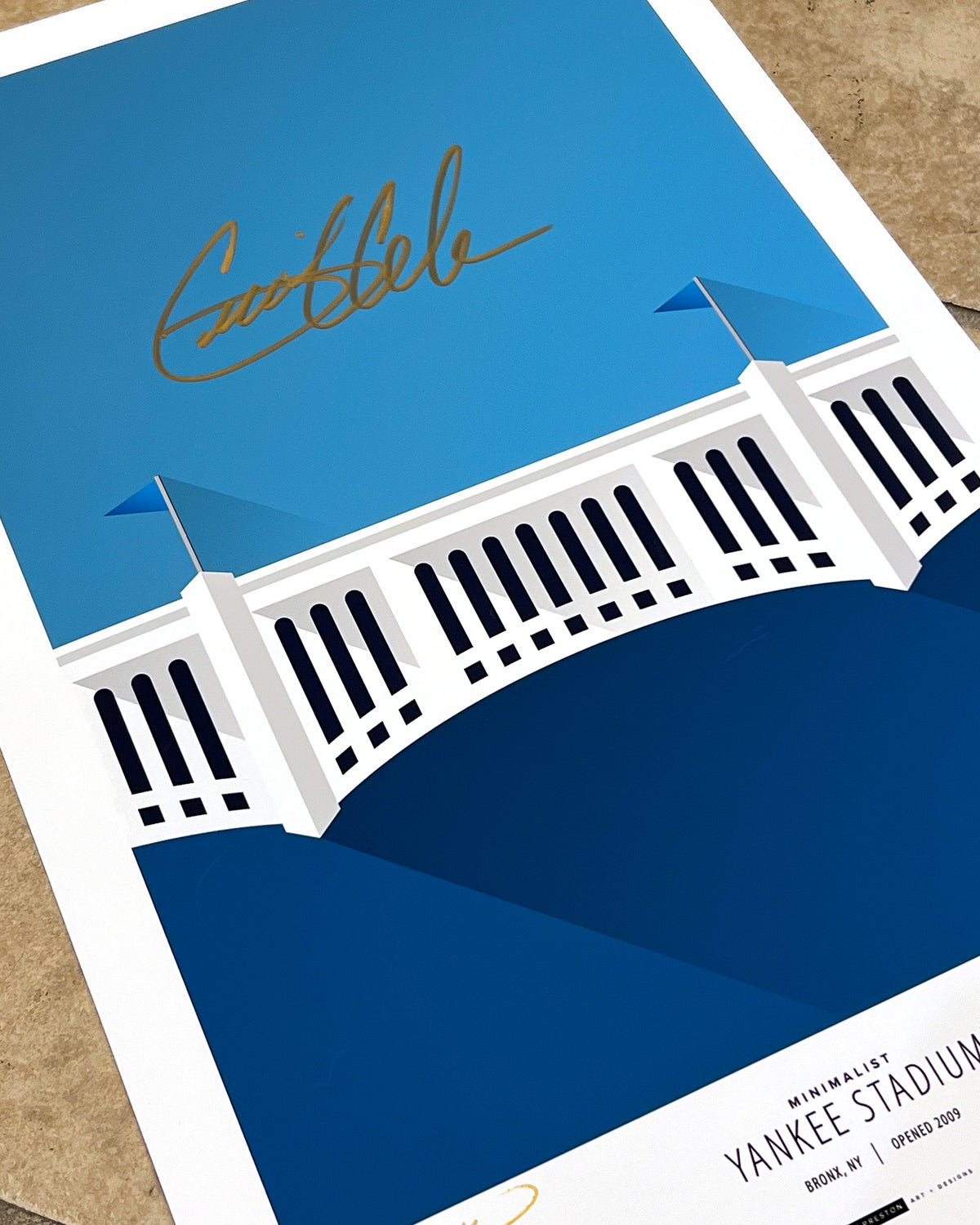 Minimalist Yankee Stadium - Gerrit Cole Autographed - Poster Print - MLB Authenticated