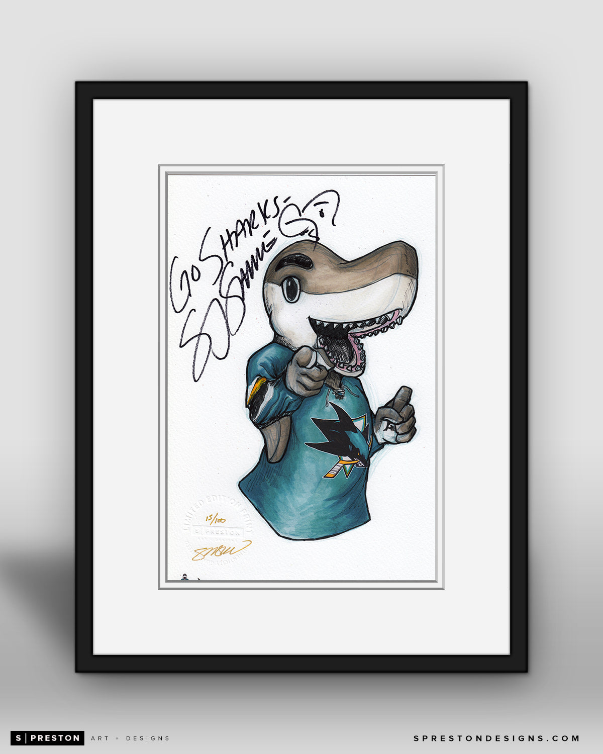SJ Sharkie Mascot Sketch Fine Art Print - Signed