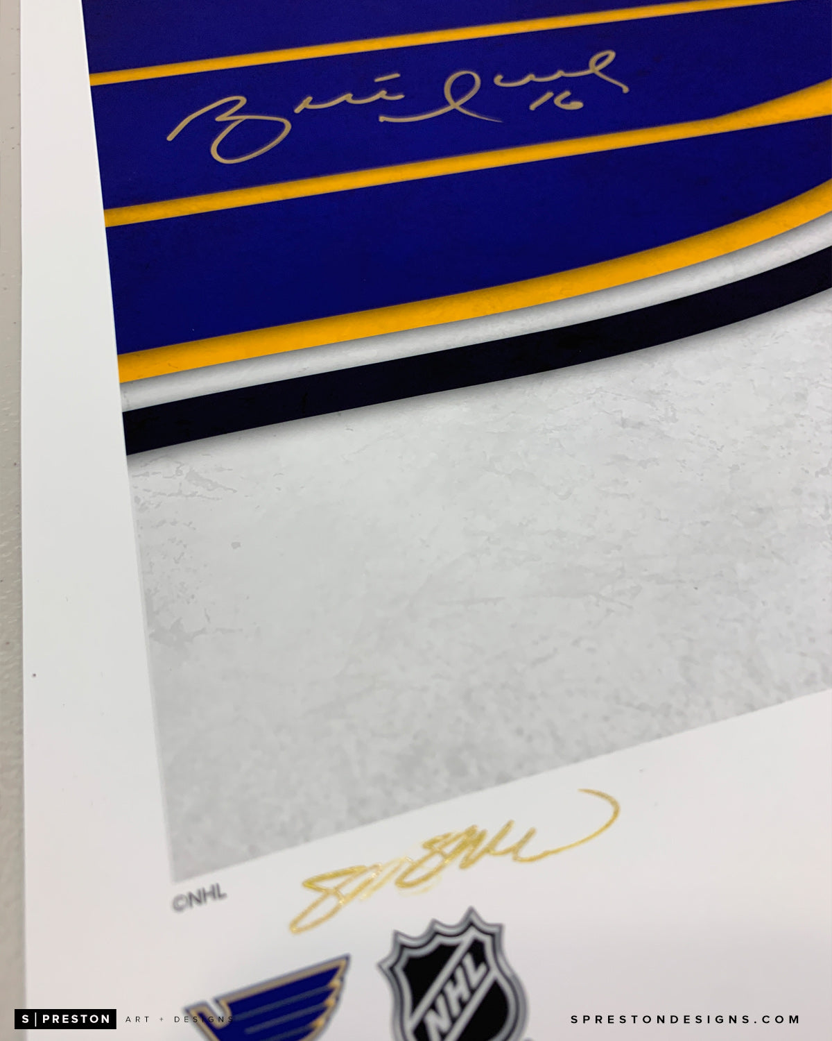 Minimalist St. Louis Blues Logo Art Poster - Brett Hull Signed