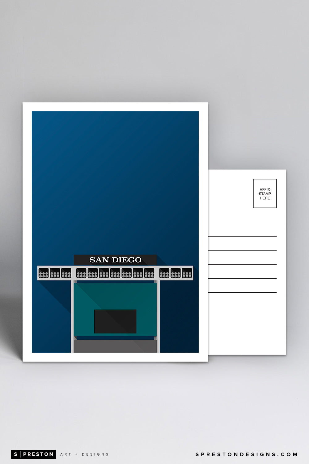 Minimalist Jack Murphy Stadium Postcard San Diego Padres - S. Preston