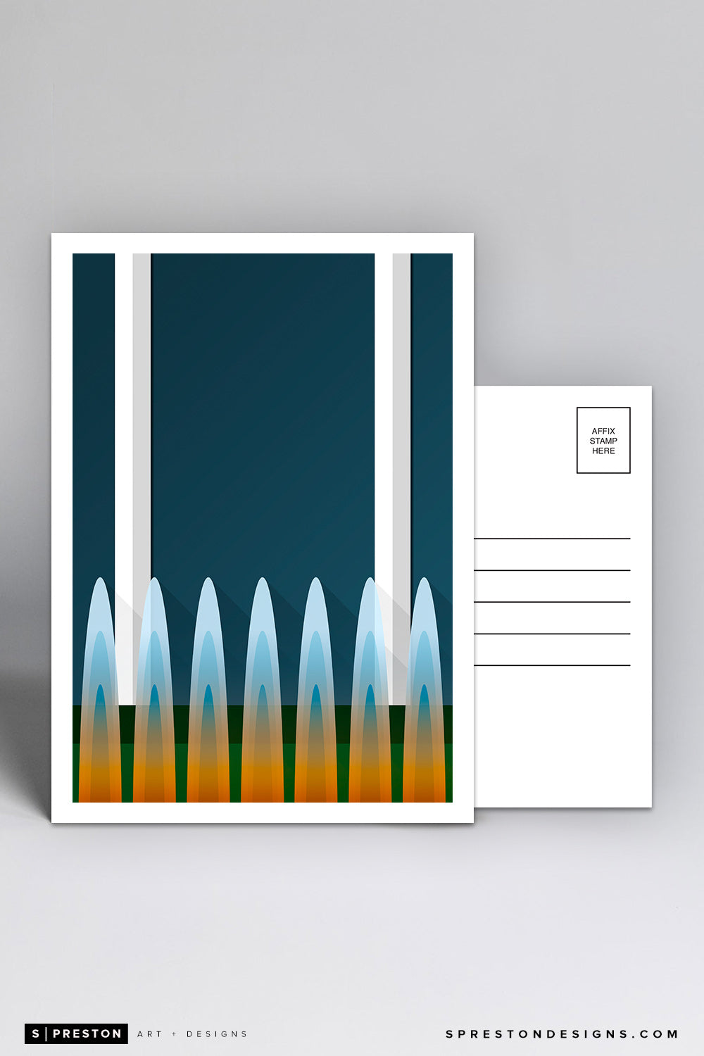 Minimalist Kauffman Stadium Postcard Kansas City Royals - S. Preston
