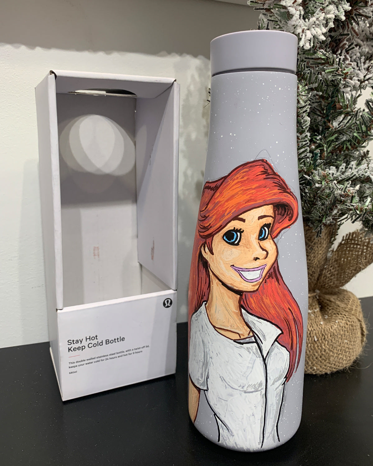 Ballpark Princess Hand-Painted Water Bottle Art