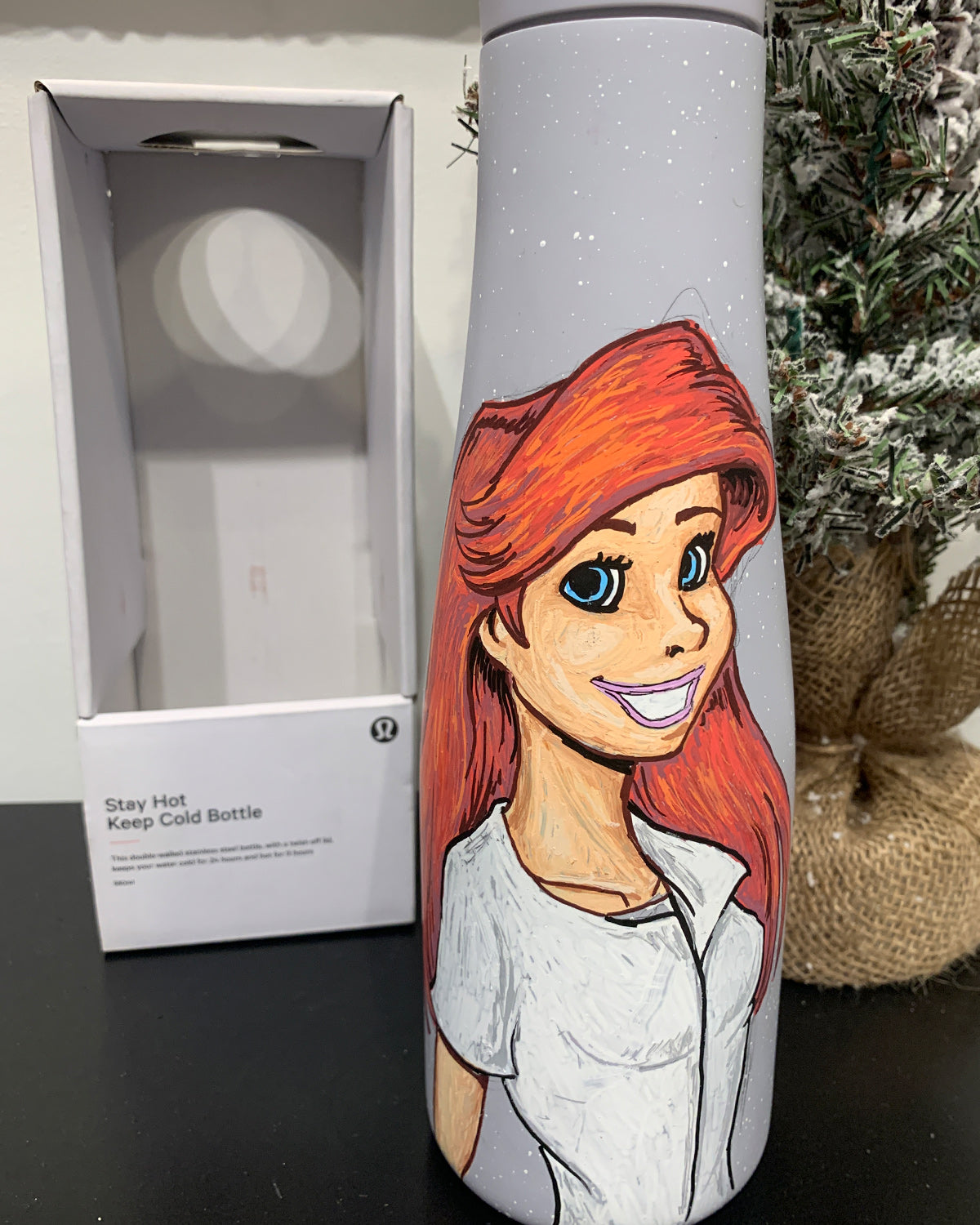 Ballpark Princess Hand-Painted Water Bottle Art