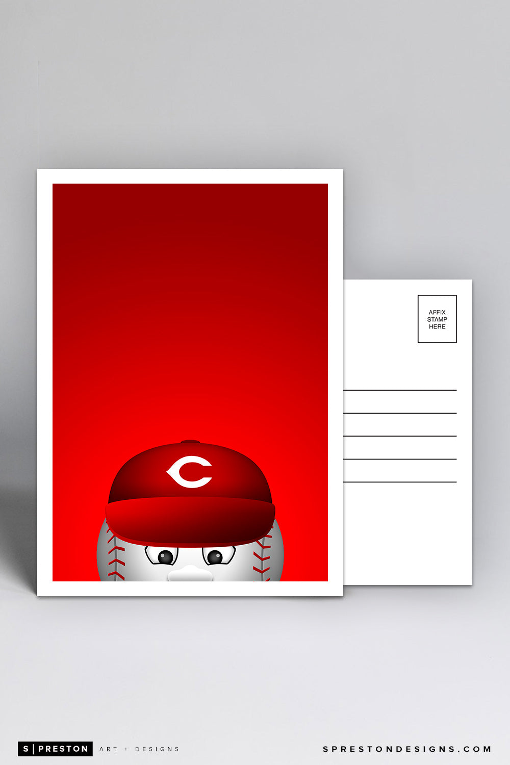 Minimalist Mr. Reds Postcard Cincinnati Reds Mascot