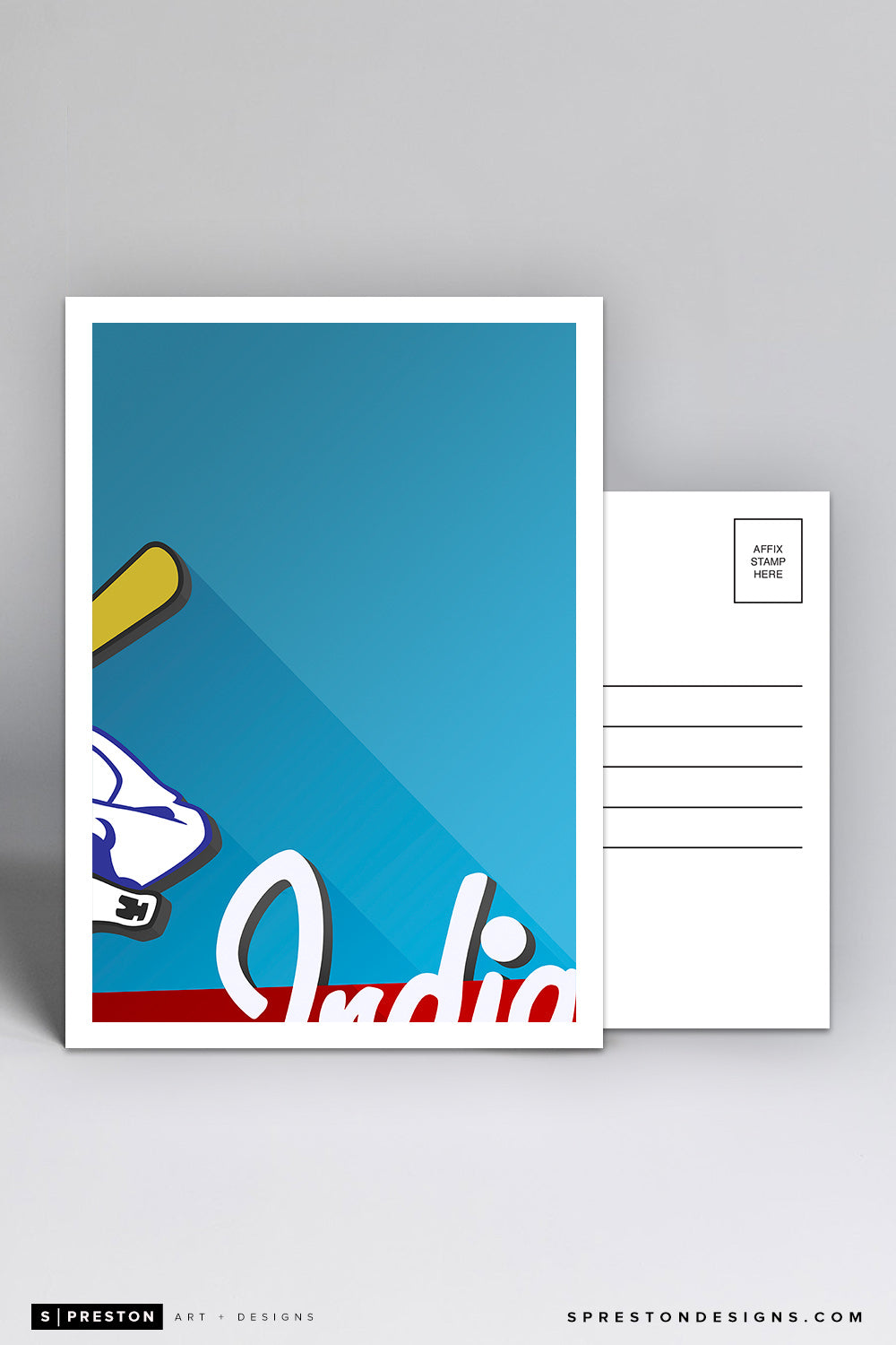 Minimalist Municipal Stadium Postcard Cleveland Indians - S. Preston