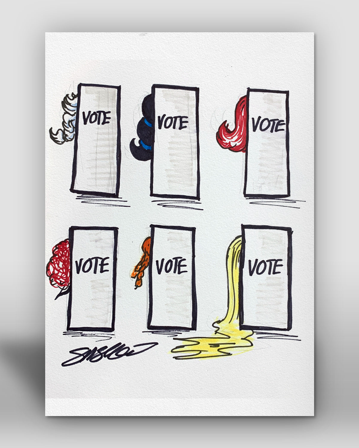 Princess VOTE Sketch Original Art