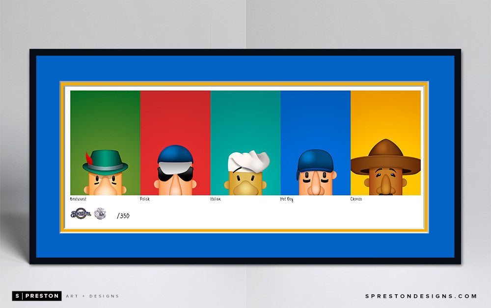 Minimalist Racing Sausage Art Print Set - Milwaukee Brewers - S. Preston