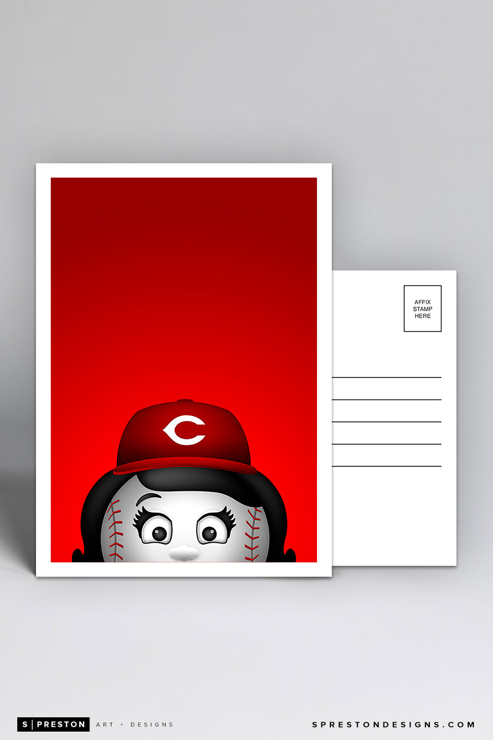 Minimalist Rosie The Red Postcard Cincinnati Reds Mascot