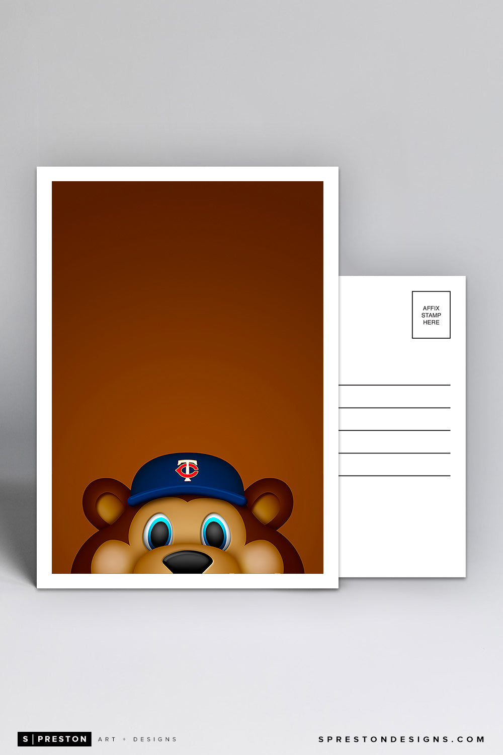Minimalist T.C. Bear Postcard Minnesota Twins Mascot